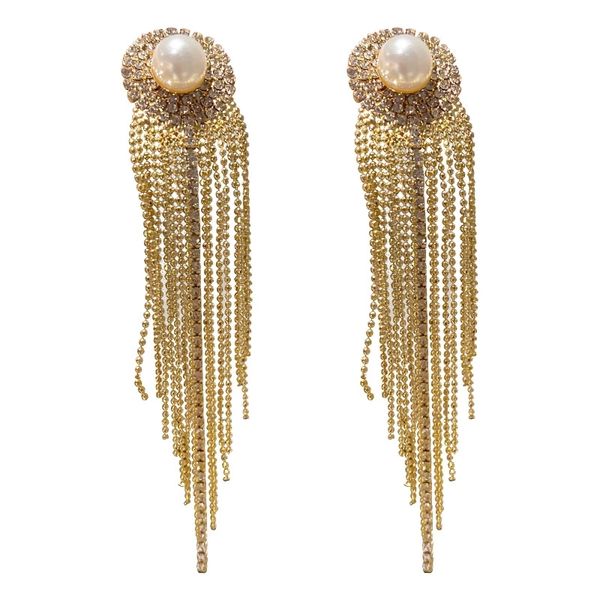 

korean fashion jewelry simple temperament crystal tassel earrings bridal earrings for women long earring oorbellen, Silver