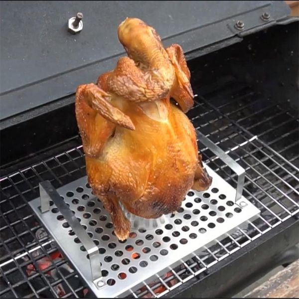 

tools & accessories 8.78inch turkey roasting rack beer can chicken roaster stainless steel bbq holder grill for outdoors camping