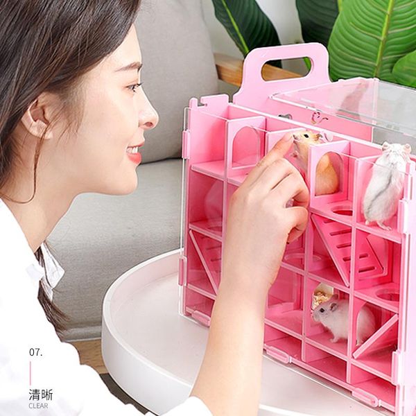 

clear acrylic hamster cage, large, guinea pig, maze, villa, small pet nest, full set of toys, accessories animal supplies