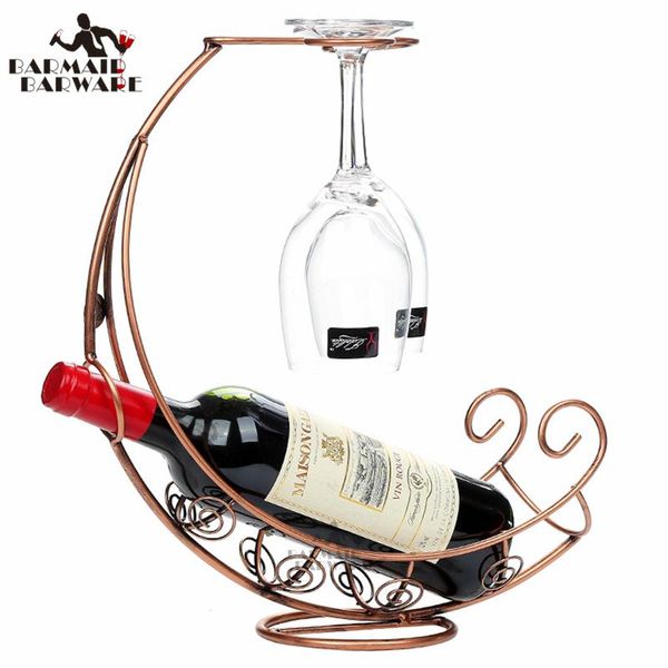 

ice buckets and coolers creative copper plated metal wine rack hanging glass holder pirate ship shape bar home decor supplies