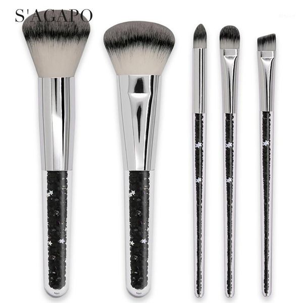

s'agapo 5pcs transparent fundation makeup brush set eyeshadow eyeliner concealer blush professional face beauty brushes1