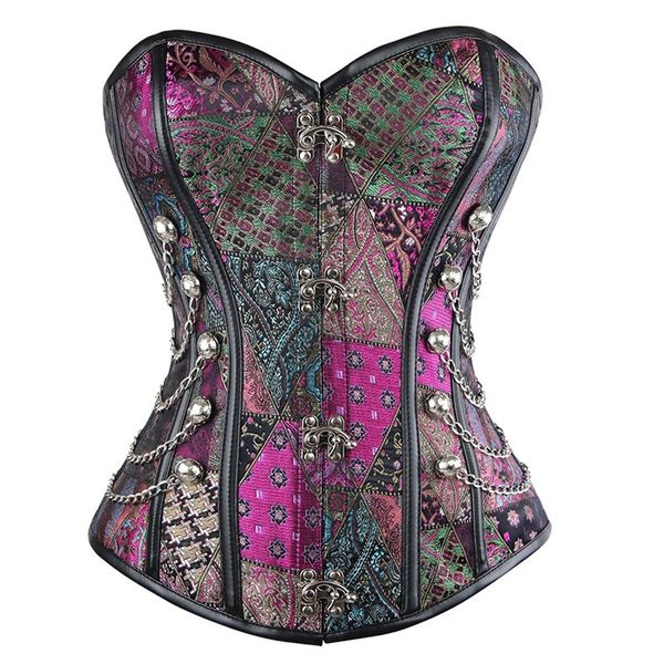 

Woman Bustiers Steampunk Overbust Corset Women Sexy Lace Up Underbust Steel Boned Corsets And Bustier Body Shaper Waist Trainer Vintage Cors, Black;white