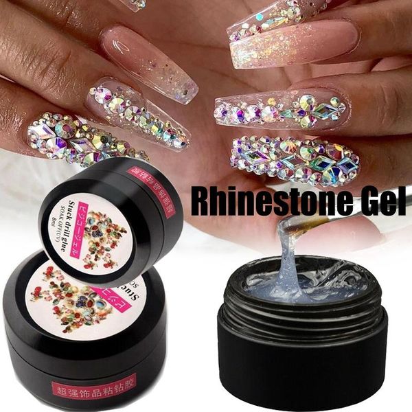 

nail gel 8/15/20ml rhinestone transparent sticky uv polish glue adhesives art jewelry decoration, Red;pink