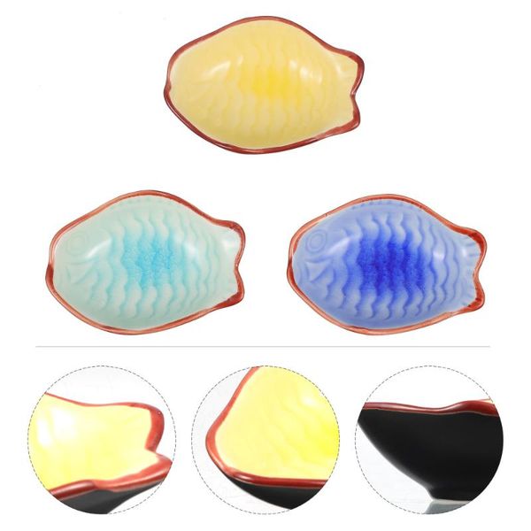 

dishes & plates 3pcs chilli sauce mini ceramic seasoning appetizer serving trays