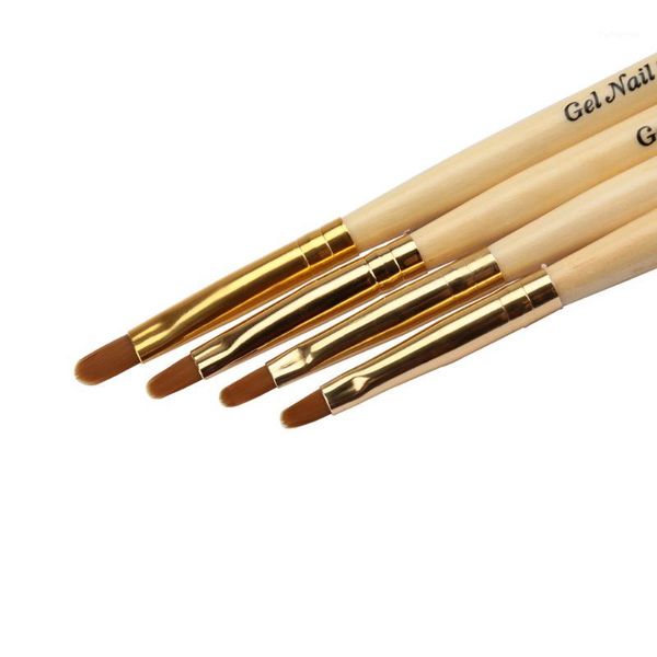 

wholesale- bqan gel uv painting nail brush round wood handle sculpture drawing art design pen pinceis manicure tool1, Yellow