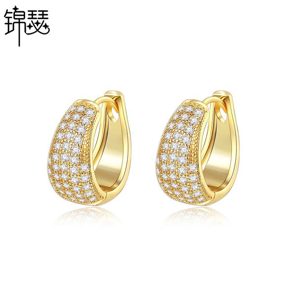 

jewelry charm stud mingqing earrings atmosphere simple set 3a zircon women banquet gift, Golden