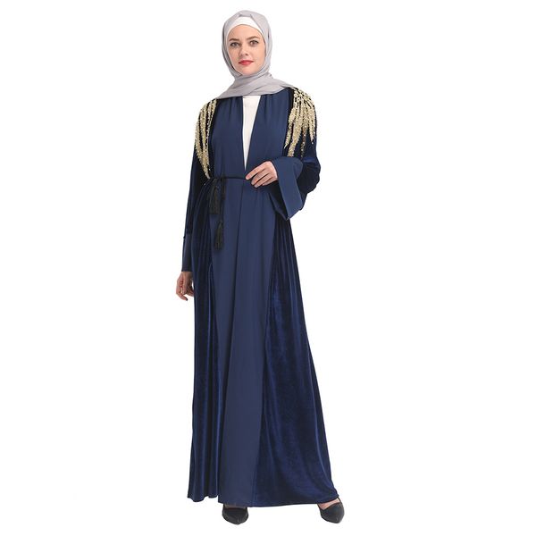 

muslim kimono abaya women hijab dress long robe lace-up long sleeve plus size dubai arab islamic clothing jubah, Red