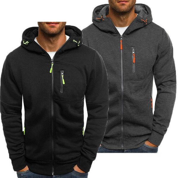 

men's hoodies & sweatshirts fashion long sleeve zipper hooded hoodie hoody winter warm cotton jacket coat sweatshirt outwear clothes, Black