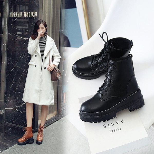 

autumn boots women's platform shoes all-match short winter women, Black