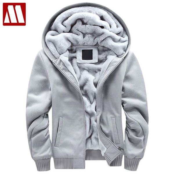 

winter thicken fleeces hoodie men zipper hooded coat brand mens tracksuit sweatshirt solid color thick warm plus size hoodies men's & s, Black