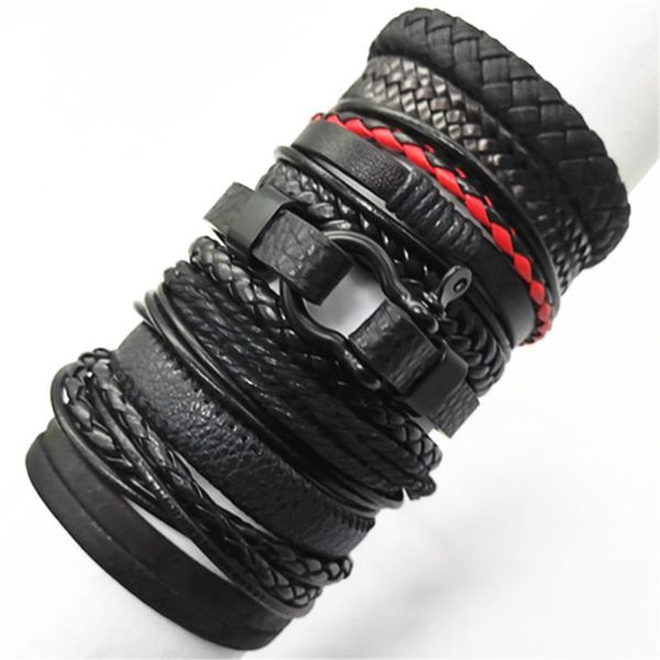 

pcs/set black tree charm punk vintage brown leather men bracelet wrap weave bracelets for women jewellery y tennis, Golden;silver