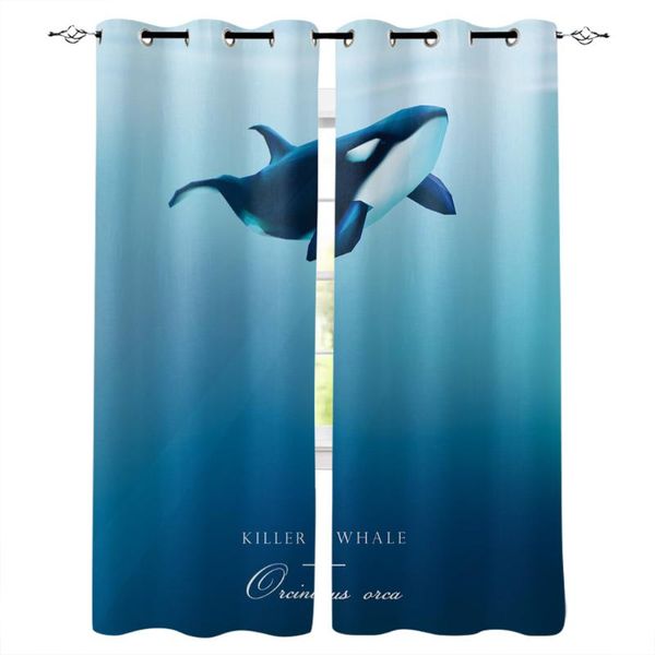 

curtain & drapes whale ocean blue window curtains living room home decor