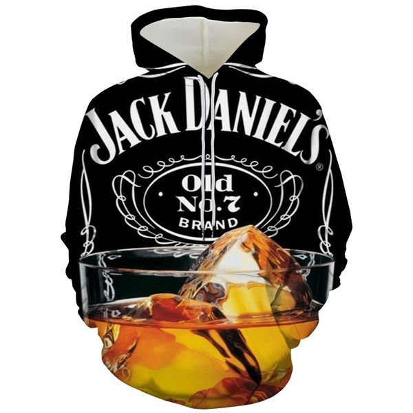 

selling bottle printed 3d digital sweater men's casual hooded sweater, Black