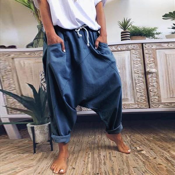 

women's pants & capris nowsaa autumn 2021 fashion harem trousers casual solid womens oversized wide leg female bohemian summer bottom, Black;white
