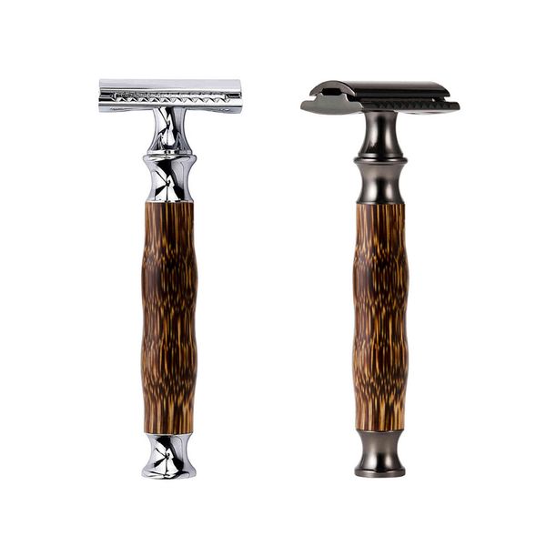 

new bamboo handle reusable vintage safety eco friendly double edge facial hair shaver manual shaving razors