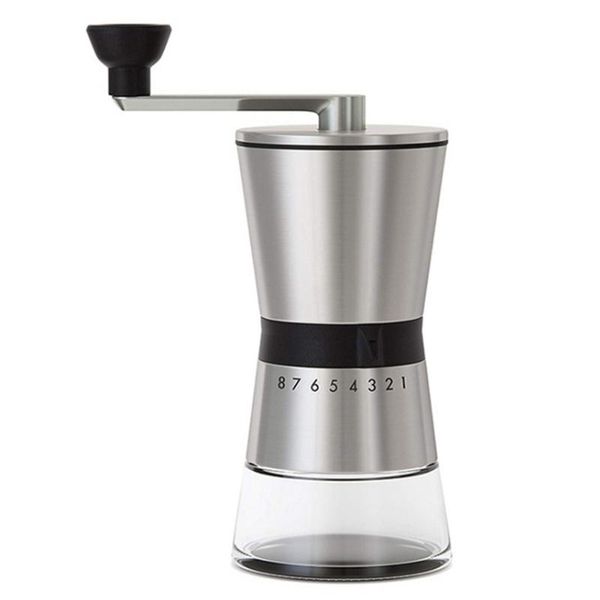 

stainless steel manual coffee grinder - conical ceramic burr portable hand crank mill- 15 adjustable settings electric grinders