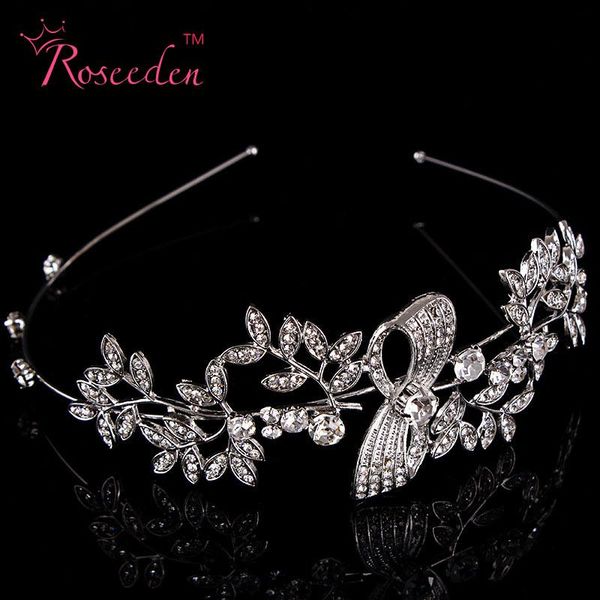 

hair clips & barrettes elegant rhinestone clear crystal tiara crown bridal princess leaf heabbands prom wedding accessories re94, Golden;silver