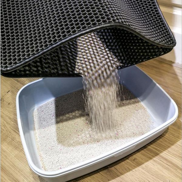 

durable waterproof pet cat litter mat double layer trapping pets pad bottom non-slip beds & furniture