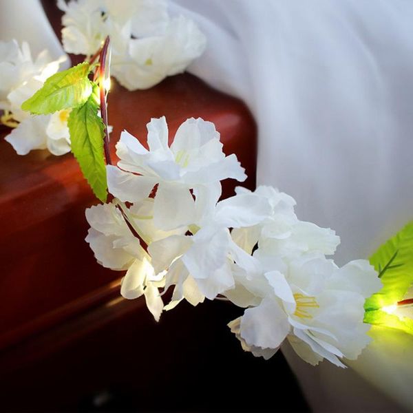 

party decoration decor string lights 2 x battery 2.2m flower fairy led peach