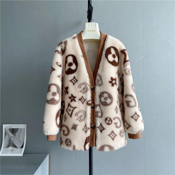 

women's fur & faux real coat 100% wool women winter clothes keep warm fashion jacket 2021, Black