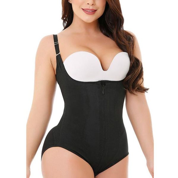 

women's bodysuit strap body shaper bulifter shapewear push up waist trainer slimming corset waste trainers fajas reductoras shapers, Black;white