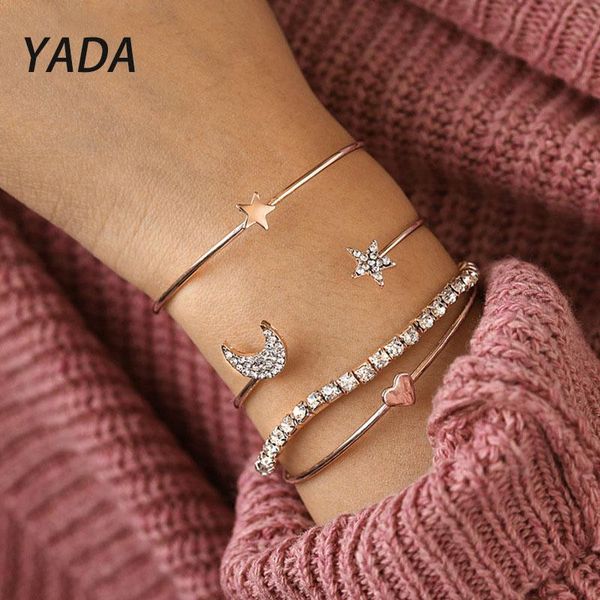 

charm bracelets yada simple star moon alloy bracelets&bangles for women wedding silver color friendship multilayer jewelry bt210050, Golden;silver