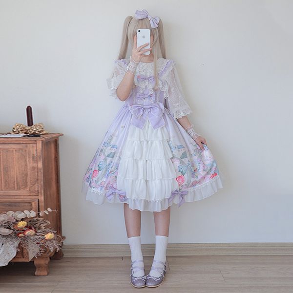 

luxury casual dresses girl lolita jsk drs, Black;gray