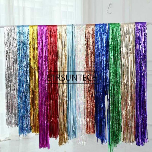 

party decoration 50pcs 1*2 meters multicolor foil fringe shiny rain curtains decor wedding pography background supplies