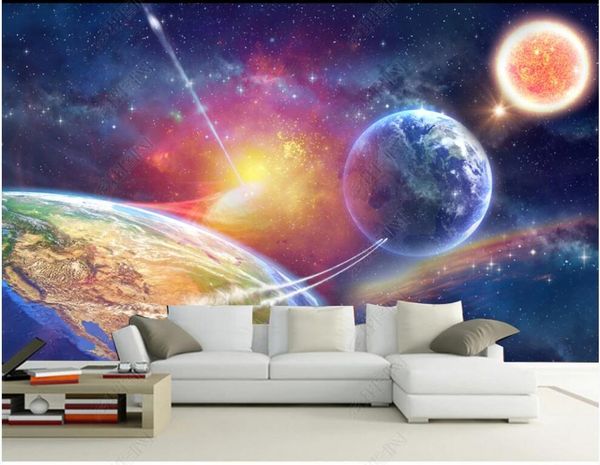 

custom mural 3d po wallpaper universe starry sky sun earth home decor wall murals in the living room wallpapers