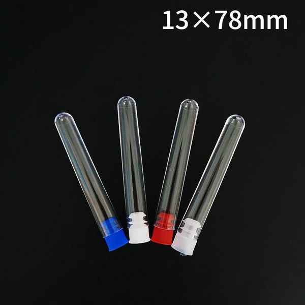 

lab supplies 50pcs/lot 13x78mm plastic test bottle with plug cap packaging tube for laboratory studing experiment