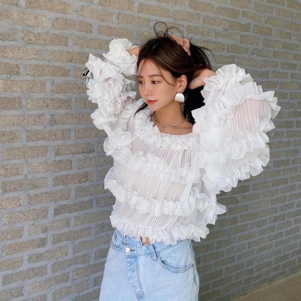 

women's jackets micoco korean east gate chinese cake layer off shoulder ins wooden ear edge lazy fairy doll top, Black;brown