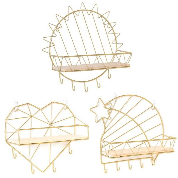 

nordic style moon sun heart shape iron storage holder wall hook shelf rack organizer home decoration hx5a other decor
