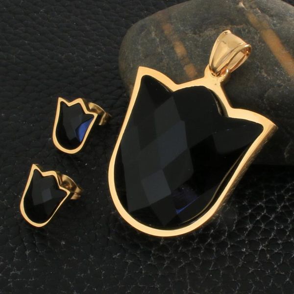 

earrings & necklace fashion style stainless steel jewelry sets for women and girl gold color pendants sffzadbf, Silver