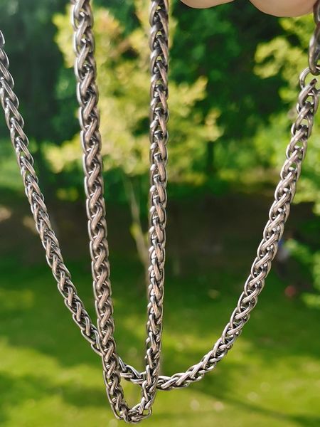 

chains 99.9% pure titanium keel chain super lightweight metal european and american hip hop male necklace 5.0mm, Silver