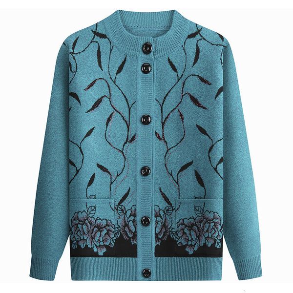 

tees vintage floral cardigan feminine spring and autumn grandmother wear mother winter jacket plus size mesh y235 ttad, White