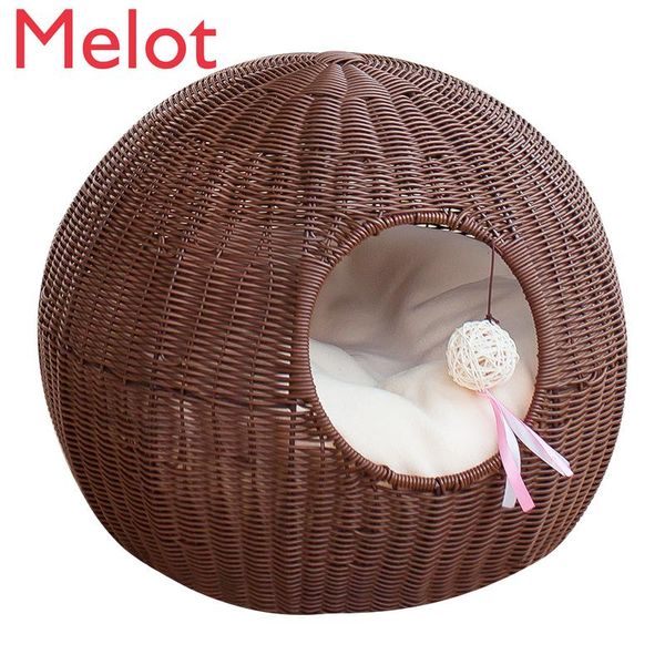 

kennels & pens cat nest winter closed villa rattan small house washable four seasons universal woven sofa bed pet
