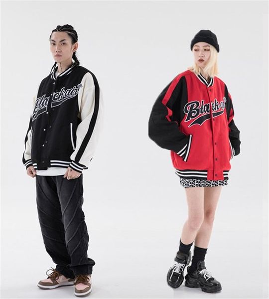 

men's jackets 2021 autumn patchwork single breasted appliques bomber jacket men embroidery letter fashion baseball uniform casual coat, Black;brown