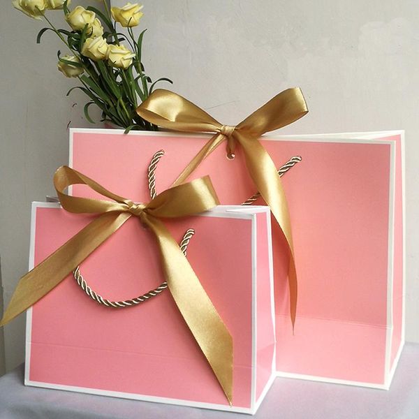 

gift wrap bag present paper with ribbon wedding pack box favors birthday party bags / shopping clothing store craft