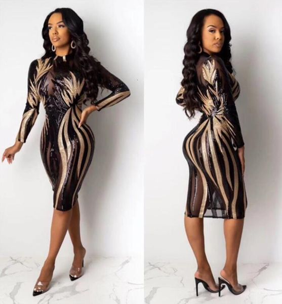 

dresses winter long sleeve mesh sequins sparkly women bandage designer fashion party vestido, Black;gray