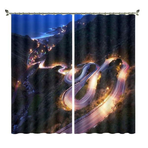 

curtain & drapes panshan highway lighting landscape po personality customization living room bedroom black silk material theme