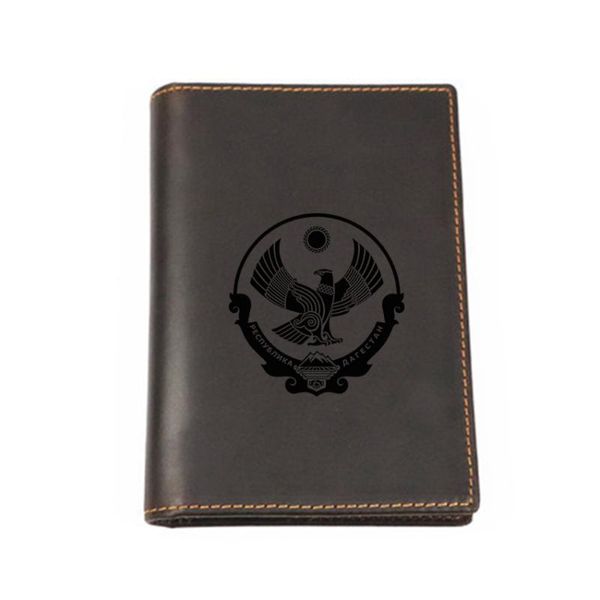 

card holders engraved russia dagestan passport cover case functional purse genuine leather travel wallets men, Brown;gray