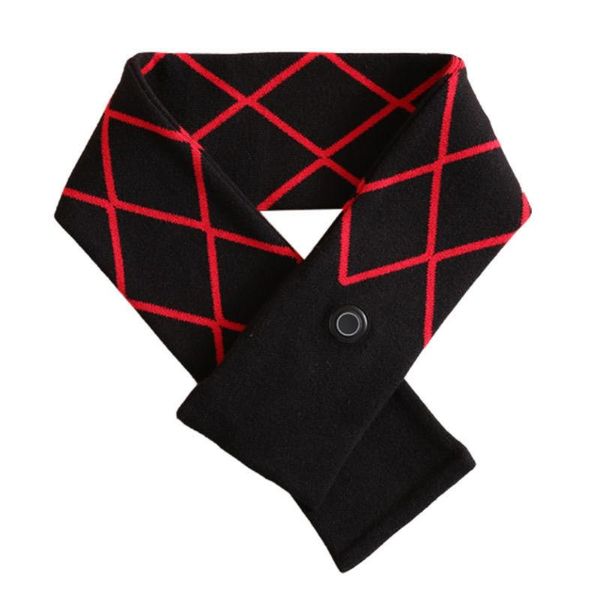 

cycling caps & masks 3 speed temperature adjustment heated scarf winter rechargeable carbon fiber hiking usb scarves neck warmer pad, Black