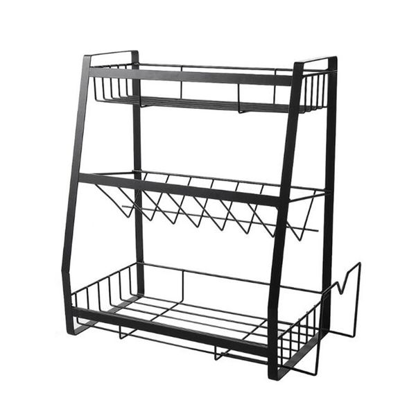 3 camadas Forjado Inclinado Spicing Racks Desktop Tempero Garrafa Organizador Suportes Cozinha Prateleiras de Armazenamento de Aço Inoxidável