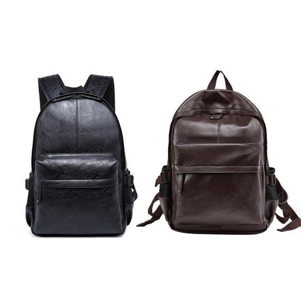 

backpack 63hc men pu leather travel bag large capacity teenager student bookbag fashion lapdaypack