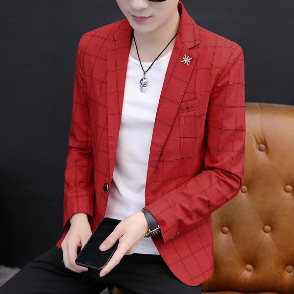 

suit young handsome man fall cultivate one's morality leisure squares single a fashionable blazer men's suits & blazers, White;black