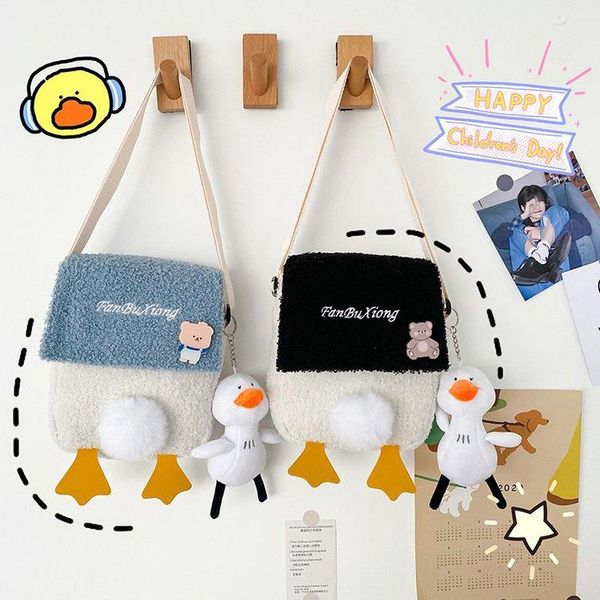 

waist bags kid girls duck plush purse cartoon animals shape crossbody bag shoulder messenger wholesale drop
