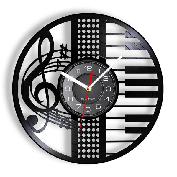 

wall clocks treble clef piano cd disc clock musical instrument watch with led vintage retro music inspired gift for pianoist