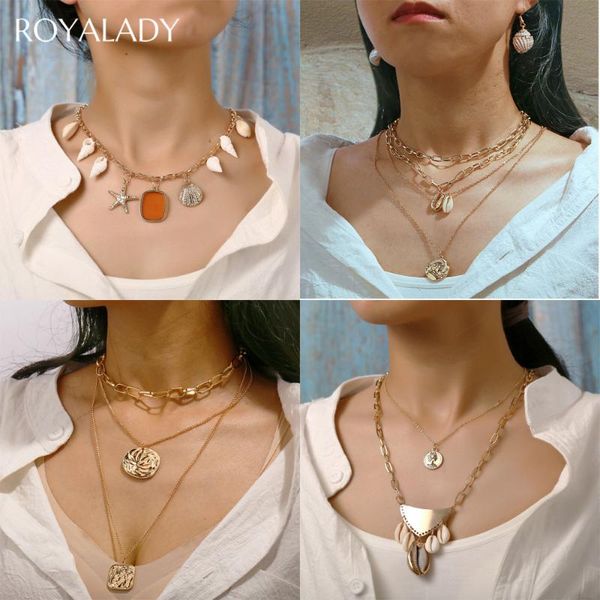 

pendant necklaces bohemian shell pearl choker necklace summer beach multi layer gold statement 2021 female ocean fashion jewelry, Silver