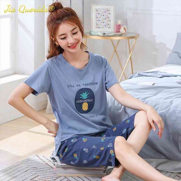 

cotton summer pajama set womens sleepwears pink elegant flamingo printing plus size 4xl 5xl homewear big capris pyjamas, Black;red