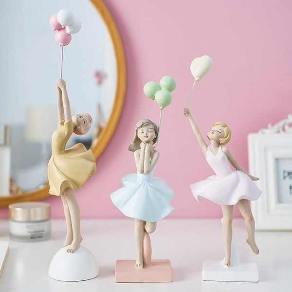 

creative resin sculpture crafts cartoon balloon girl model ornaments nordic home living room tv cabinet decor birthday gifts decorative obje